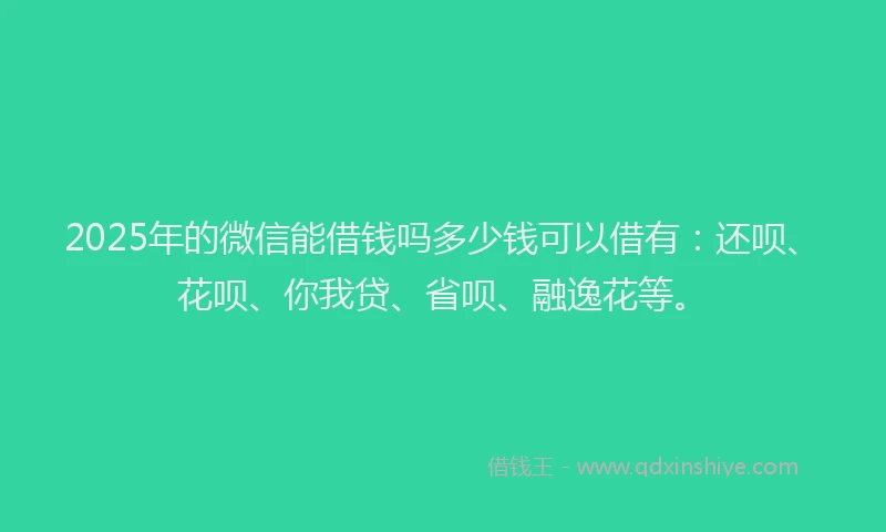 2025年的微信能借钱吗多少钱可以借有：还呗、花呗、你我贷、省呗、融逸花等。