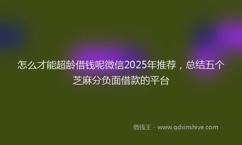 怎么才能超龄借钱呢微信2025年推荐，总结五个芝麻分负面借款的平台