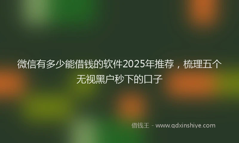 微信有多少能借钱的软件2025年推荐，梳理五个无视黑户秒下的口子