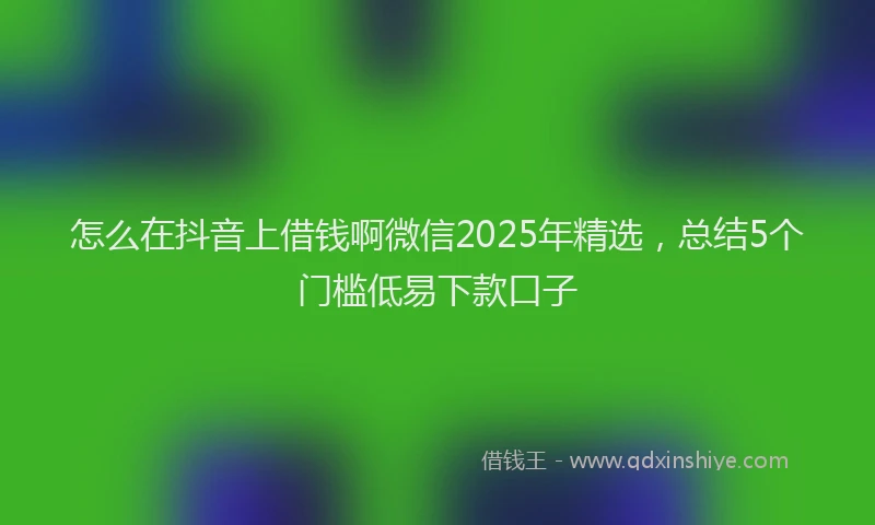 怎么在抖音上借钱啊微信2025年精选，总结5个门槛低易下款口子