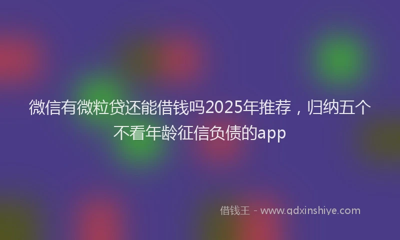 微信有微粒贷还能借钱吗2025年推荐，归纳五个不看年龄征信负债的app
