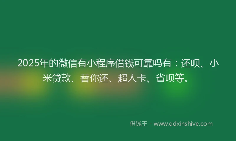 2025年的微信有小程序借钱可靠吗有：还呗、小米贷款、替你还、超人卡、省呗等。