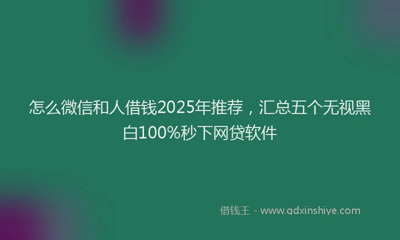 怎么微信和人借钱2025年推荐，汇总五个无视黑白100%秒下网贷软件