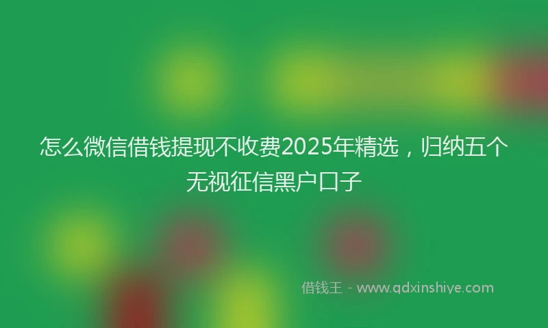 怎么微信借钱提现不收费2025年精选，归纳五个无视征信黑户口子