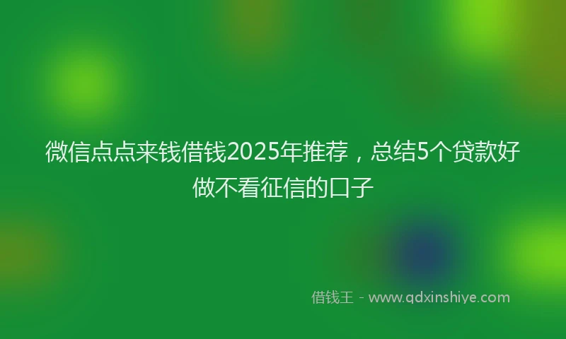 微信点点来钱借钱2025年推荐，总结5个贷款好做不看征信的口子
