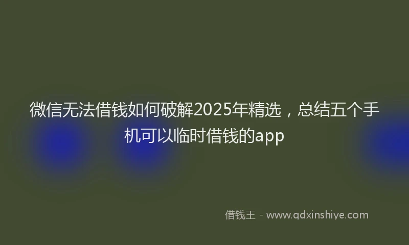 微信无法借钱如何破解2025年精选，总结五个手机可以临时借钱的app