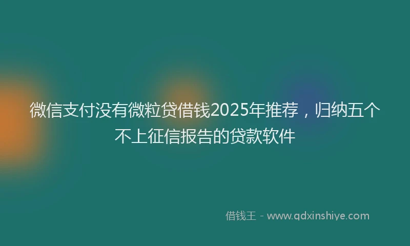 微信支付没有微粒贷借钱2025年推荐，归纳五个不上征信报告的贷款软件