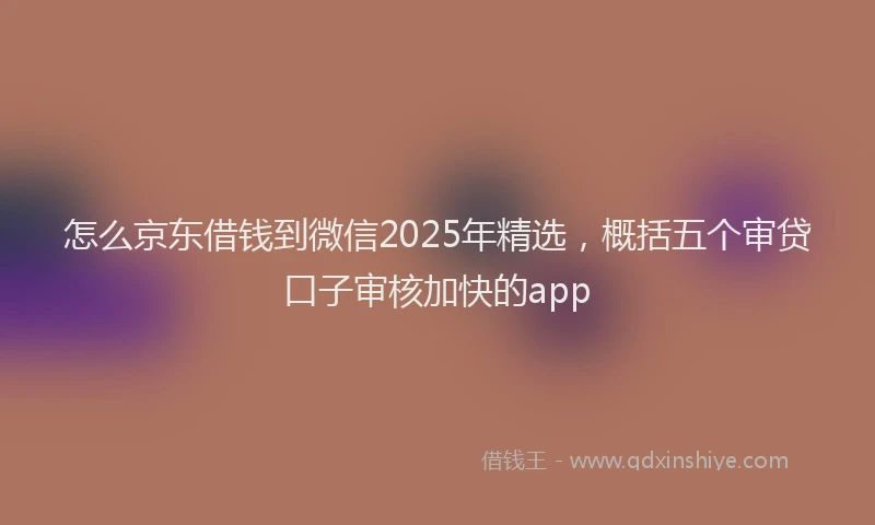 怎么京东借钱到微信2025年精选，概括五个审贷口子审核加快的app