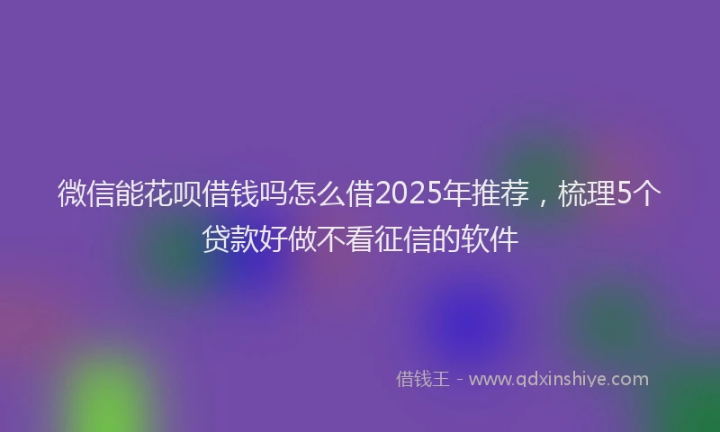 微信能花呗借钱吗怎么借2025年推荐，梳理5个贷款好做不看征信的软件