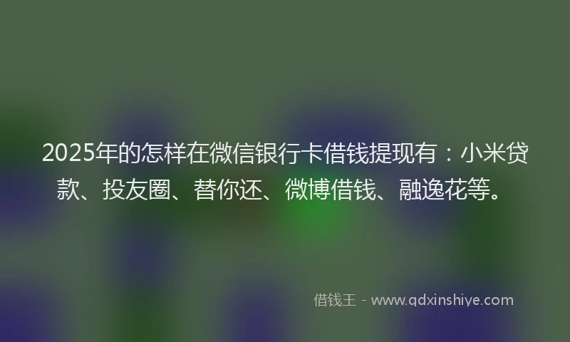 2025年的怎样在微信银行卡借钱提现有：小米贷款、投友圈、替你还、微博借钱、融逸花等。