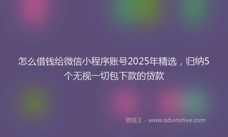 怎么借钱给微信小程序账号2025年精选，归纳5个无视一切包下款的贷款