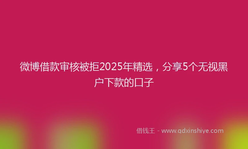 微博借款审核被拒2025年精选，分享5个无视黑户下款的口子