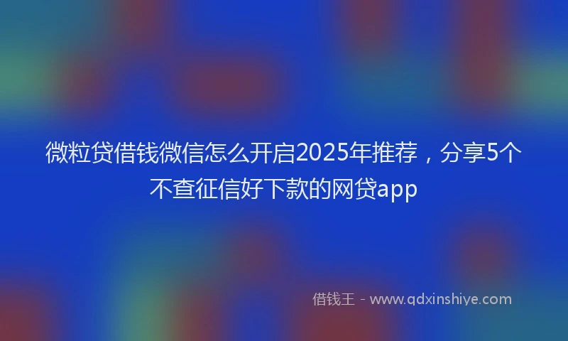 微粒贷借钱微信怎么开启2025年推荐，分享5个不查征信好下款的网贷app