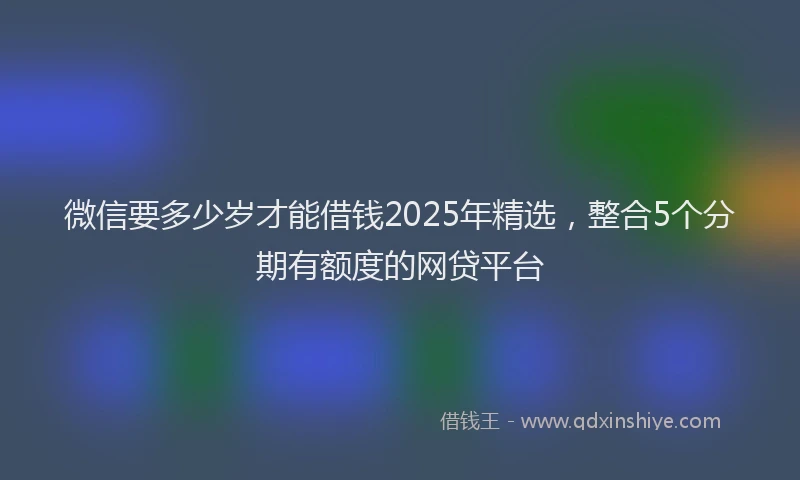 微信要多少岁才能借钱2025年精选，整合5个分期有额度的网贷平台