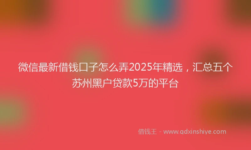 微信最新借钱口子怎么弄2025年精选，汇总五个苏州黑户贷款5万的平台