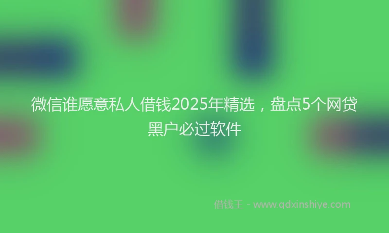 微信谁愿意私人借钱2025年精选，盘点5个网贷黑户必过软件