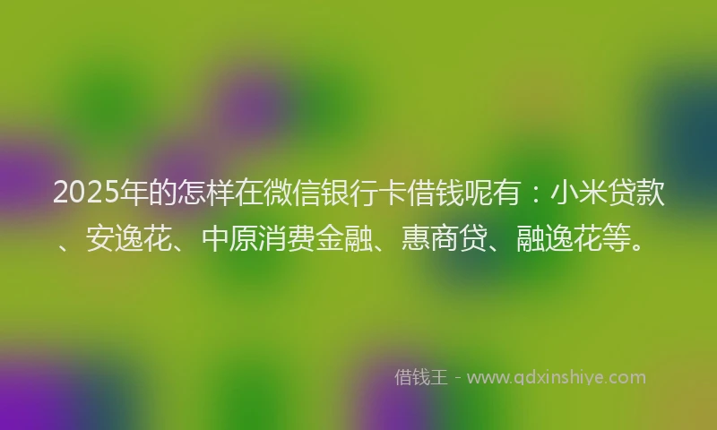 2025年的怎样在微信银行卡借钱呢有：小米贷款、安逸花、中原消费金融、惠商贷、融逸花等。