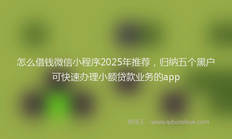 怎么借钱微信小程序2025年推荐，归纳五个黑户可快速办理小额贷款业务的app