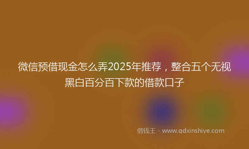 微信预借现金怎么弄2025年推荐，整合五个无视黑白百分百下款的借款口子