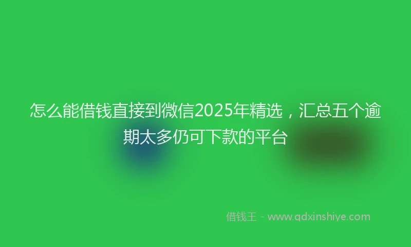 怎么能借钱直接到微信2025年精选，汇总五个逾期太多仍可下款的平台