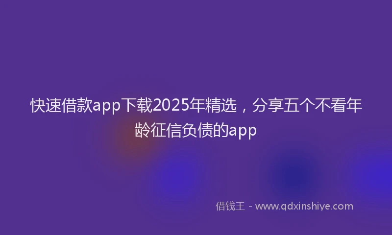 快速借款app下载2025年精选，分享五个不看年龄征信负债的app