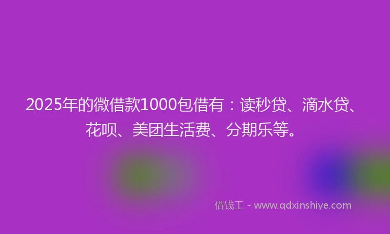 2025年的微借款1000包借有：读秒贷、滴水贷、花呗、美团生活费、分期乐等。