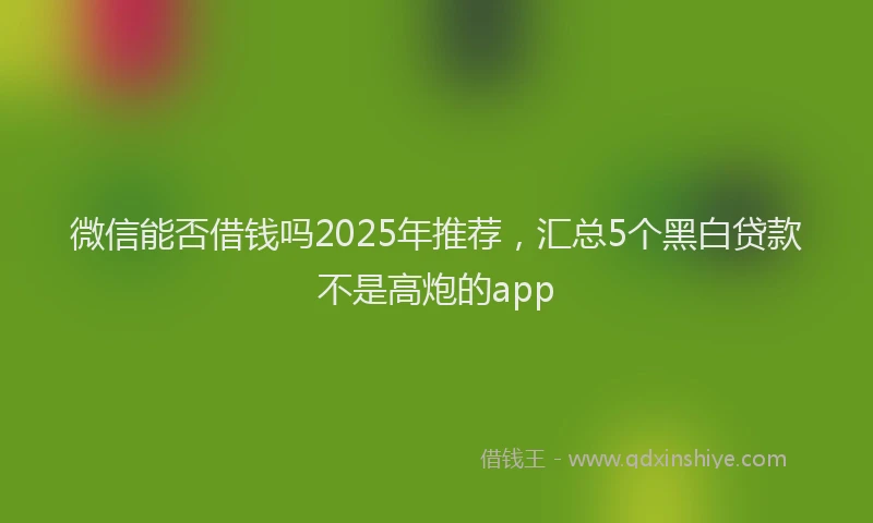 微信能否借钱吗2025年推荐，汇总5个黑白贷款不是高炮的app