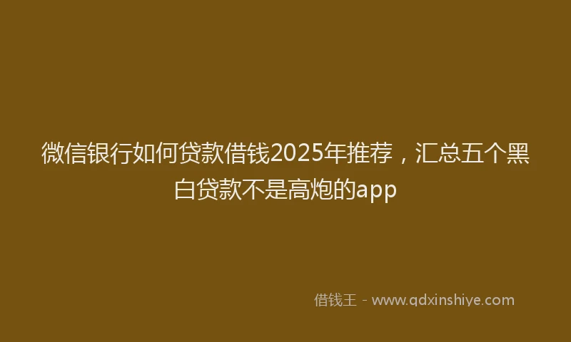 微信银行如何贷款借钱2025年推荐，汇总五个黑白贷款不是高炮的app