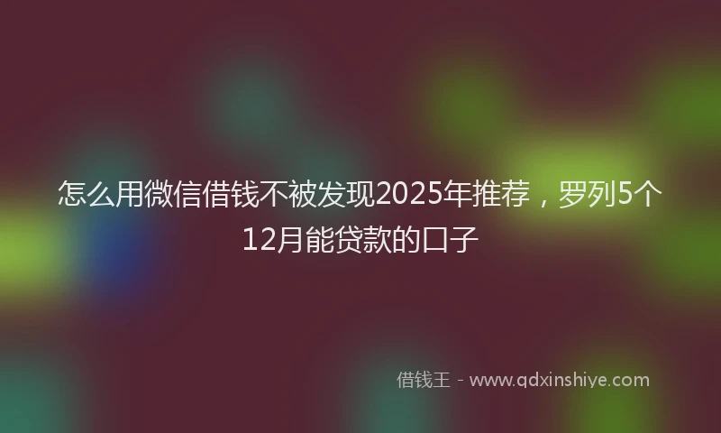 怎么用微信借钱不被发现2025年推荐，罗列5个12月能贷款的口子