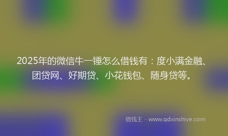 2025年的微信牛一锤怎么借钱有：度小满金融、团贷网、好期贷、小花钱包、随身贷等。