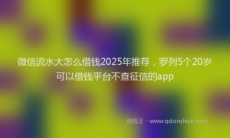 微信流水大怎么借钱2025年推荐，罗列5个20岁可以借钱平台不查征信的app