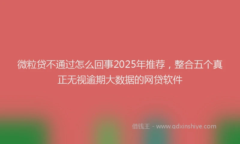 微粒贷不通过怎么回事2025年推荐，整合五个真正无视逾期大数据的网贷软件