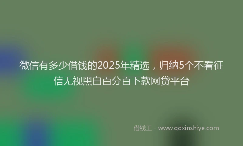 微信有多少借钱的2025年精选，归纳5个不看征信无视黑白百分百下款网贷平台