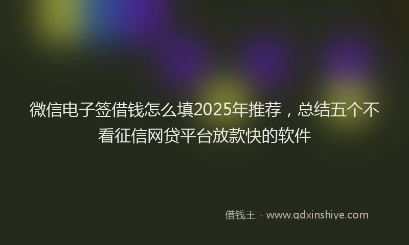 微信电子签借钱怎么填2025年推荐，总结五个不看征信网贷平台放款快的软件