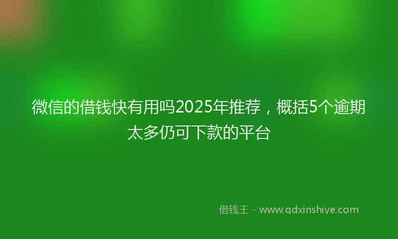 微信的借钱快有用吗2025年推荐，概括5个逾期太多仍可下款的平台