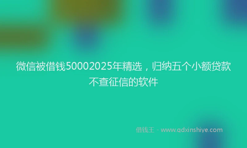 微信被借钱50002025年精选，归纳五个小额贷款不查征信的软件