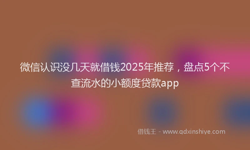 微信认识没几天就借钱2025年推荐，盘点5个不查流水的小额度贷款app