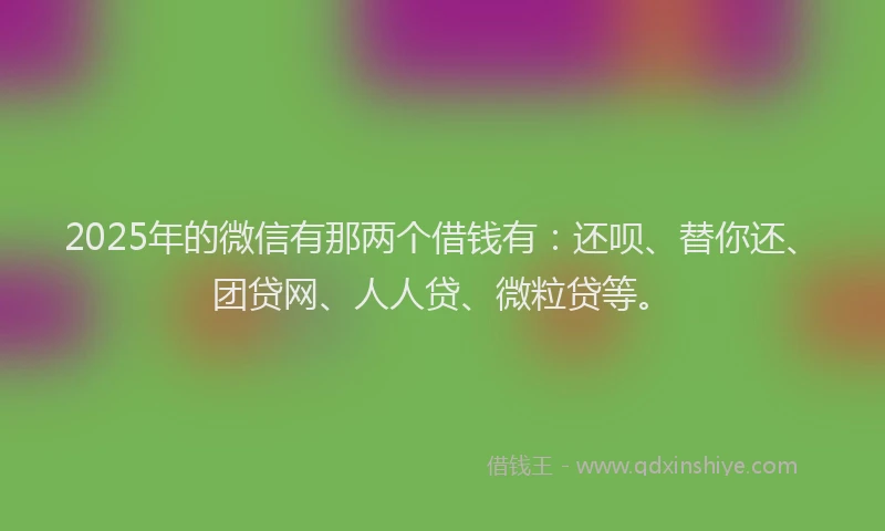 2025年的微信有那两个借钱有：还呗、替你还、团贷网、人人贷、微粒贷等。