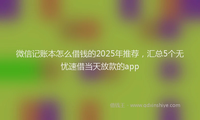 微信记账本怎么借钱的2025年推荐，汇总5个无忧速借当天放款的app