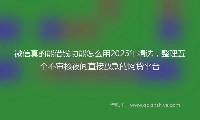 微信真的能借钱功能怎么用2025年精选，整理五个不审核夜间直接放款的网贷平台