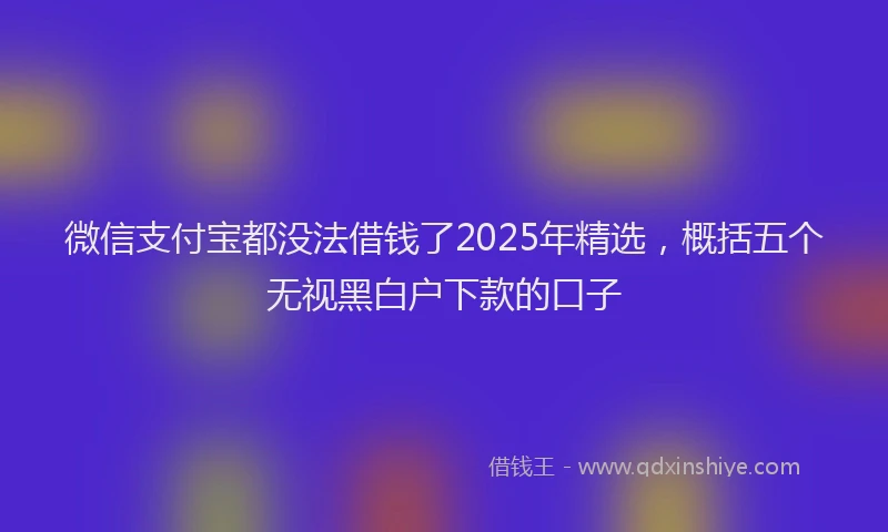 微信支付宝都没法借钱了2025年精选，概括五个无视黑白户下款的口子