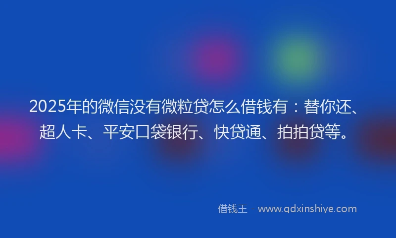2025年的微信没有微粒贷怎么借钱有：替你还、超人卡、平安口袋银行、快贷通、拍拍贷等。