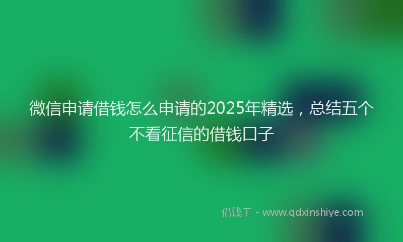 微信申请借钱怎么申请的2025年精选，总结五个不看征信的借钱口子