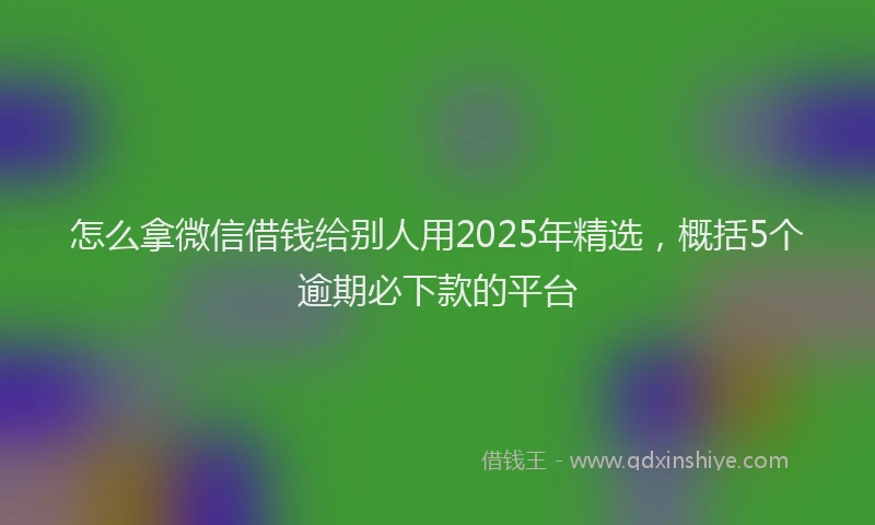 怎么拿微信借钱给别人用2025年精选，概括5个逾期必下款的平台