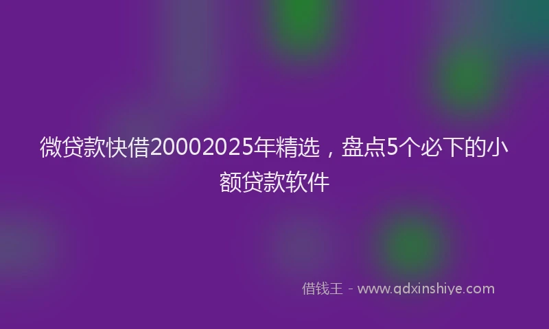微贷款快借20002025年精选，盘点5个必下的小额贷款软件