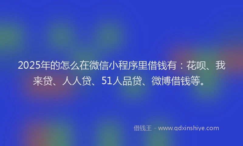 2025年的怎么在微信小程序里借钱有：花呗、我来贷、人人贷、51人品贷、微博借钱等。