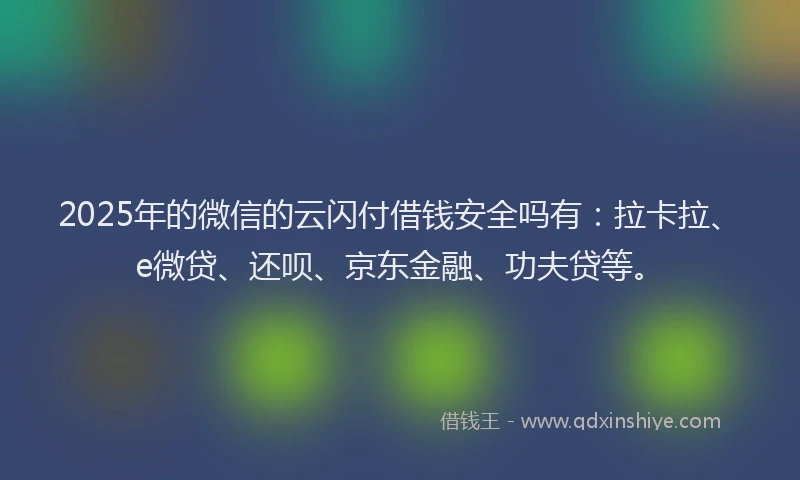 2025年的微信的云闪付借钱安全吗有：拉卡拉、e微贷、还呗、京东金融、功夫贷等。