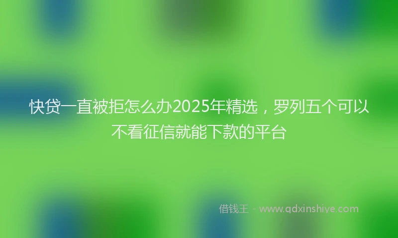 快贷一直被拒怎么办2025年精选，罗列五个可以不看征信就能下款的平台