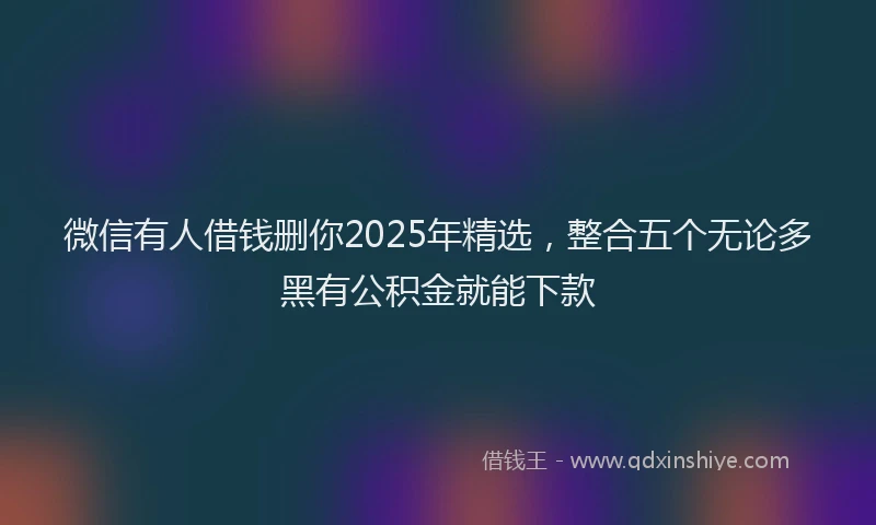 微信有人借钱删你2025年精选，整合五个无论多黑有公积金就能下款