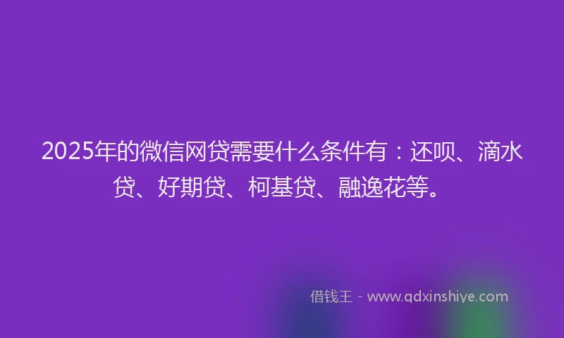 2025年的微信网贷需要什么条件有：还呗、滴水贷、好期贷、柯基贷、融逸花等。